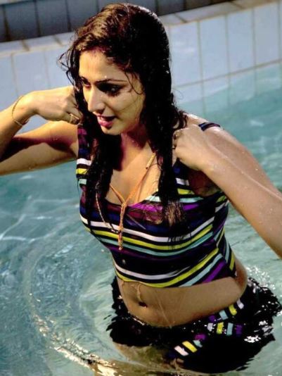 hari priya in swimming pool with two piece