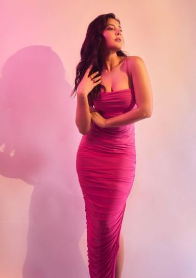rashi khanna latest photo shoot with pink color